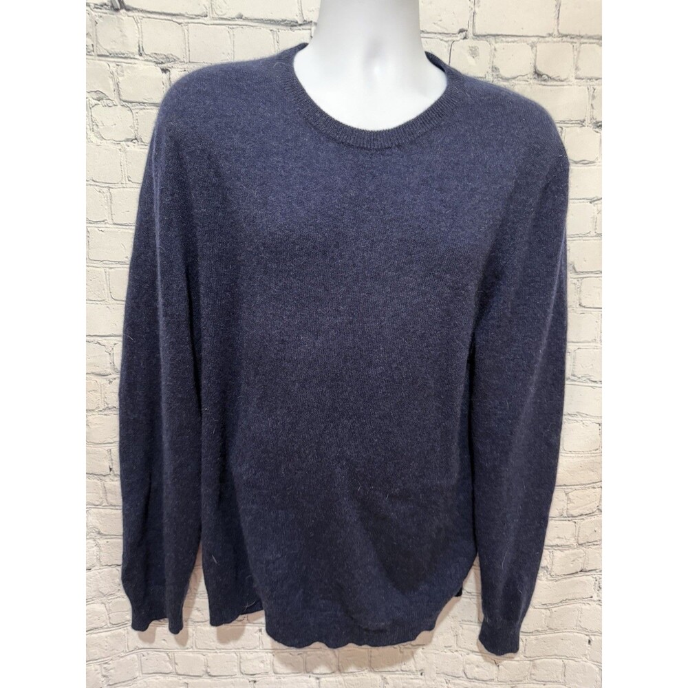 Club Room Luxury 100% Cashmere Men's XL Navy Blue Crew Neck Pullover Sweater